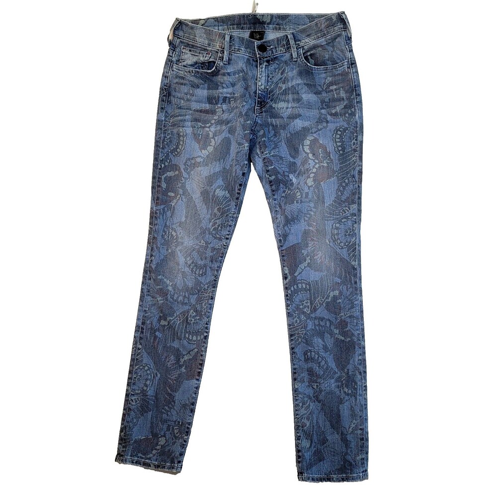 True Religion Butterfly Print World Tour Jeans Size 30x31 Stretch USA MADE
